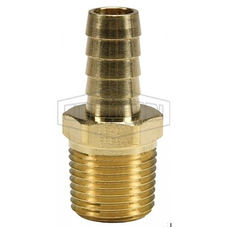 Dixon Hose Barb Fitting, 1/4 x 1/2 in Nominal, MNPT x Hose Barb End Style, Brass 1020804CLF